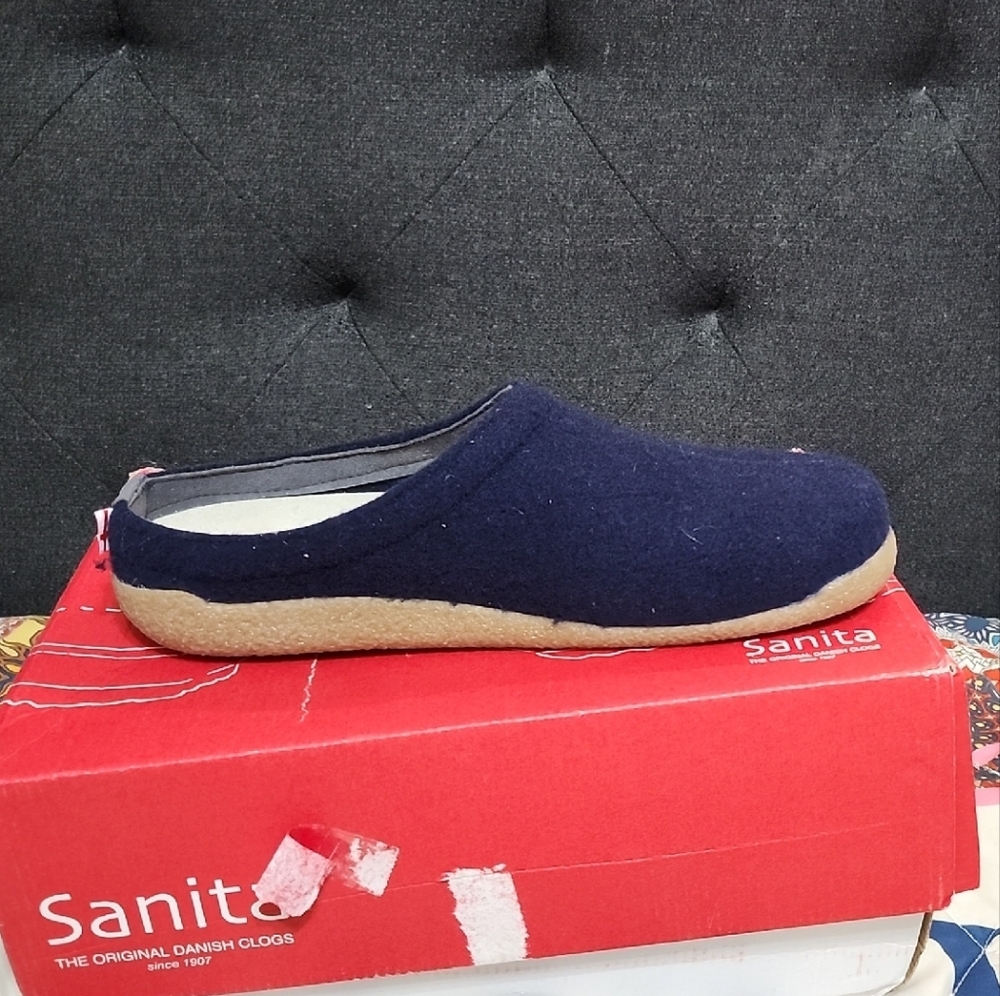Sanita Navy Wool Clogs